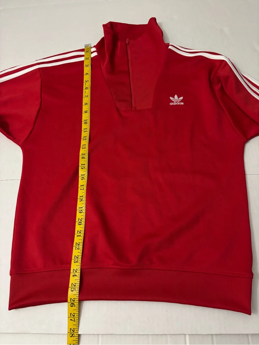 Adidas Funnelneck Track Top Red Pullover Three Stripe Mens Size S